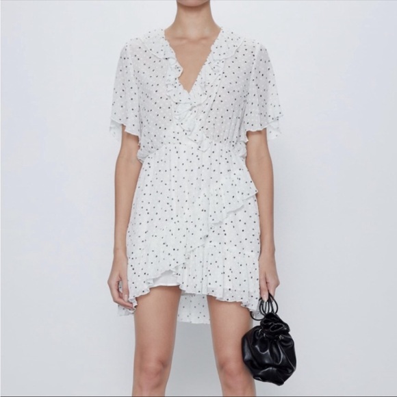 Zara polka‎ dot ruffle sheer mesh romper NWOT size S - Picture 1 of 11